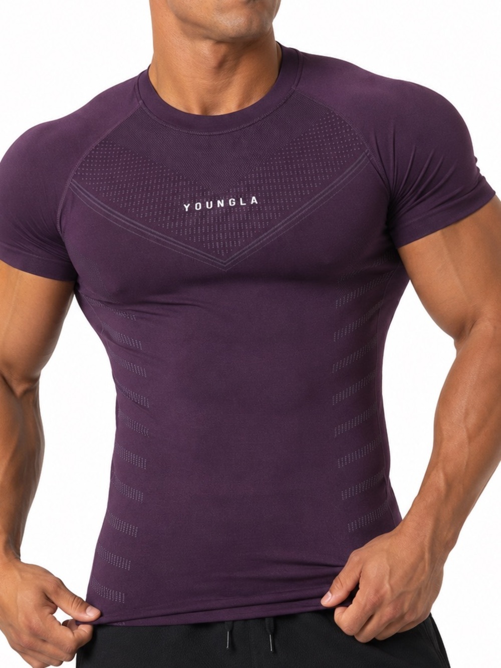 YoungLA 465 Superhero Compression Tee – Dark Purple – Men’s Large